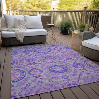 Piper Looms Chantille Floral ACN751 Lavender Machine Washable Area Rug Outdoor Lifestyle Image Feature
