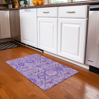 Piper Looms Chantille Floral ACN751 Lavender Machine Washable Area Rug Scatter Lifestyle Image Feature
