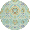 Piper Looms Chantille Floral ACN751 Mint Machine Washable Area Rug Round Main Image