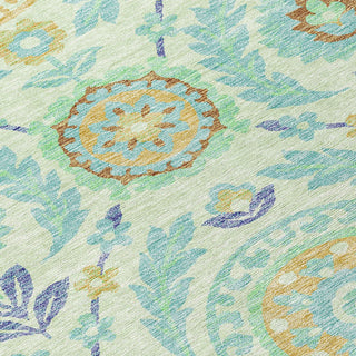Piper Looms Chantille Floral ACN751 Mint Machine Washable Area Rug Swatch Image