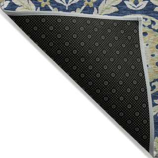 Piper Looms Chantille Floral ACN751 Navy Machine Washable Area Rug Backing Image