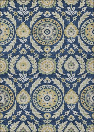 Piper Looms Chantille Floral ACN751 Navy Machine Washable Area Rug main image