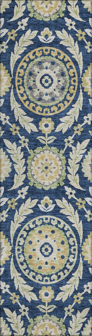 Piper Looms Chantille Floral ACN751 Navy Machine Washable Area Rug Runner Main Image