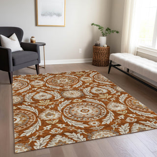 Piper Looms Chantille Floral ACN751 Paprika Machine Washable Area Rug Lifestyle Image Feature