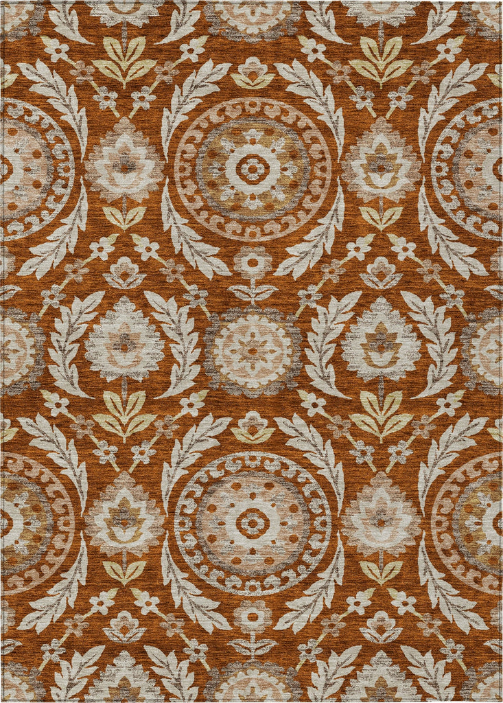 Piper Looms Chantille Floral ACN751 Paprika Machine Washable Area Rug main image
