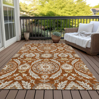 Piper Looms Chantille Floral ACN751 Paprika Machine Washable Area Rug Outdoor Lifestyle Image Feature