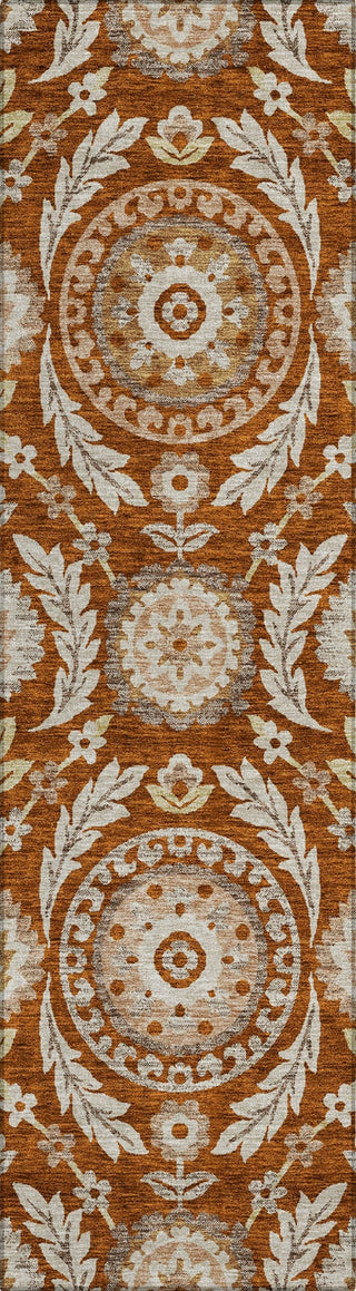 Piper Looms Chantille Floral ACN751 Paprika Machine Washable Area Rug Runner Main Image