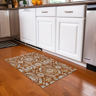 Piper Looms Chantille Floral ACN751 Paprika Machine Washable Area Rug Scatter Lifestyle Image Feature