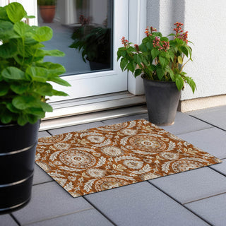Piper Looms Chantille Floral ACN751 Paprika Machine Washable Area Rug Scatter Outdoor Lifestyle Image Feature
