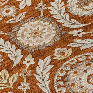 Piper Looms Chantille Floral ACN751 Paprika Machine Washable Area Rug Swatch Image