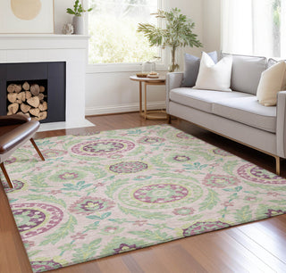 Piper Looms Chantille Floral ACN751 Pink Machine Washable Area Rug Lifestyle Image Feature