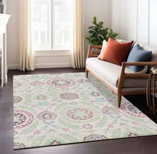 Piper Looms Chantille Floral ACN751 Pink Machine Washable Area Rug Lifestyle Image Feature