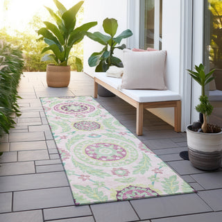 Piper Looms Chantille Floral ACN751 Pink Machine Washable Area Rug Runner Outdoor Lifestyle Image Feature