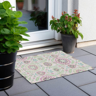 Piper Looms Chantille Floral ACN751 Pink Machine Washable Area Rug Scatter Outdoor Lifestyle Image Feature