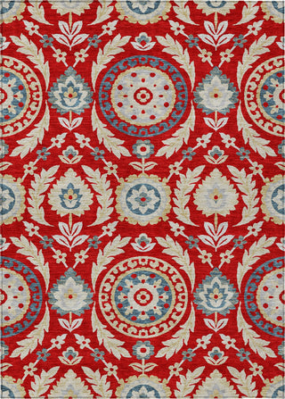 Piper Looms Chantille Floral ACN751 Red Machine Washable Area Rug main image