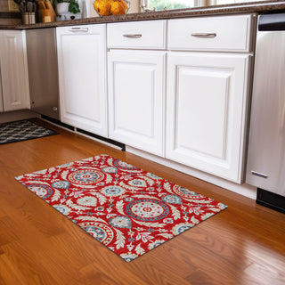 Piper Looms Chantille Floral ACN751 Red Machine Washable Area Rug Scatter Lifestyle Image Feature