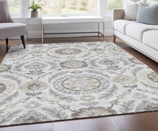 Piper Looms Chantille Floral ACN751 Silver Machine Washable Area Rug Lifestyle Image Feature