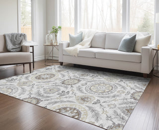 Piper Looms Chantille Floral ACN751 Silver Machine Washable Area Rug Lifestyle Image Feature