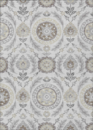 Piper Looms Chantille Floral ACN751 Silver Machine Washable Area Rug main image