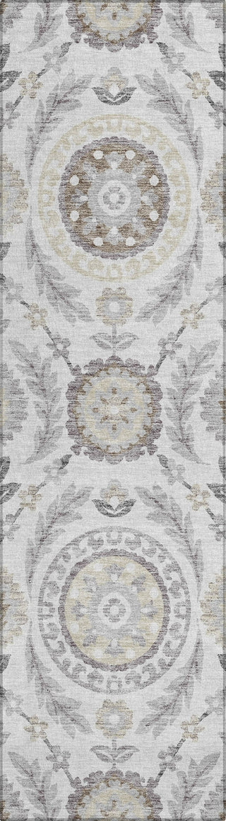Piper Looms Chantille Floral ACN751 Silver Machine Washable Area Rug Runner Main Image