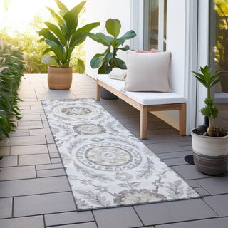 Piper Looms Chantille Floral ACN751 Silver Machine Washable Area Rug Runner Outdoor Lifestyle Image Feature