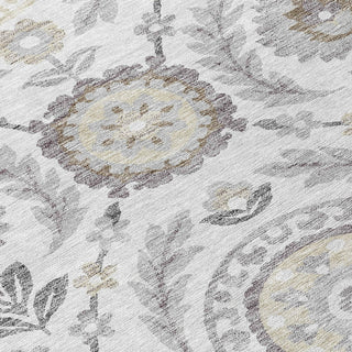 Piper Looms Chantille Floral ACN751 Silver Machine Washable Area Rug Swatch Image