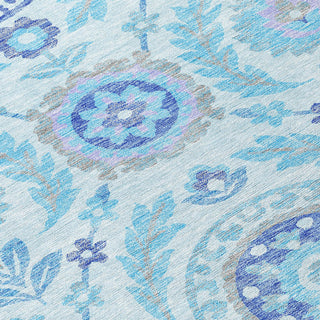 Piper Looms Chantille Floral ACN751 Sky Machine Washable Area Rug Swatch Image