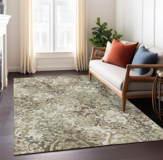 Piper Looms Chantille Floral ACN752 Beige Machine Washable Area Rug Lifestyle Image Feature