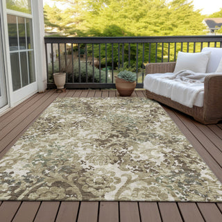 Piper Looms Chantille Floral ACN752 Beige Machine Washable Area Rug Outdoor Lifestyle Image Feature