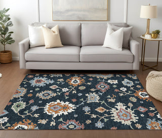 Piper Looms Chantille Oushak ACN753 Black Machine Washable Area Rug Lifestyle Image Feature