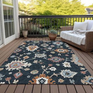 Piper Looms Chantille Oushak ACN753 Black Machine Washable Area Rug Outdoor Lifestyle Image Feature