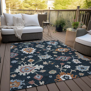 Piper Looms Chantille Oushak ACN753 Black Machine Washable Area Rug Outdoor Lifestyle Image Feature