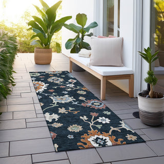 Piper Looms Chantille Oushak ACN753 Black Machine Washable Area Rug Runner Outdoor Lifestyle Image Feature