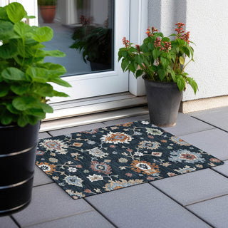 Piper Looms Chantille Oushak ACN753 Black Machine Washable Area Rug Scatter Outdoor Lifestyle Image Feature