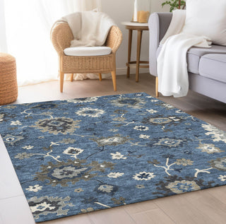Piper Looms Chantille Oushak ACN753 Blue Machine Washable Area Rug Lifestyle Image Feature