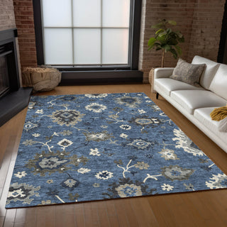 Piper Looms Chantille Oushak ACN753 Blue Machine Washable Area Rug Lifestyle Image Feature