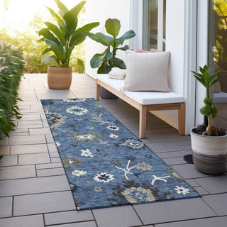 Piper Looms Chantille Oushak ACN753 Blue Machine Washable Area Rug Runner Outdoor Lifestyle Image Feature
