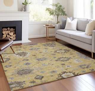 Piper Looms Chantille Oushak ACN753 Gold Machine Washable Area Rug Lifestyle Image Feature