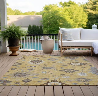 Piper Looms Chantille Oushak ACN753 Gold Machine Washable Area Rug Outdoor Lifestyle Image Feature