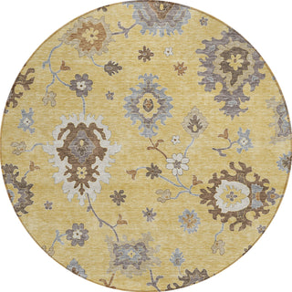 Piper Looms Chantille Oushak ACN753 Gold Machine Washable Area Rug Round Main Image