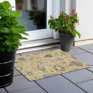 Piper Looms Chantille Oushak ACN753 Gold Machine Washable Area Rug Scatter Outdoor Lifestyle Image Feature