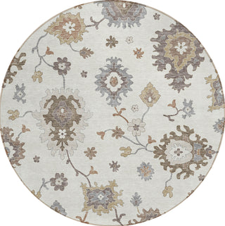 Piper Looms Chantille Oushak ACN753 Ivory Machine Washable Area Rug Round Main Image