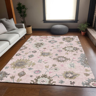 Piper Looms Chantille Oushak ACN753 Pink Machine Washable Area Rug Lifestyle Image Feature