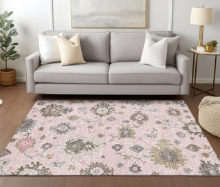 Piper Looms Chantille Oushak ACN753 Pink Machine Washable Area Rug Lifestyle Image Feature