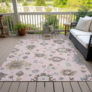 Piper Looms Chantille Oushak ACN753 Pink Machine Washable Area Rug Outdoor Lifestyle Image Feature