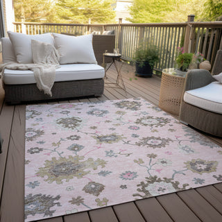 Piper Looms Chantille Oushak ACN753 Pink Machine Washable Area Rug Outdoor Lifestyle Image Feature