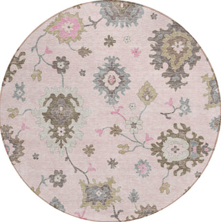 Piper Looms Chantille Oushak ACN753 Pink Machine Washable Area Rug Round Main Image