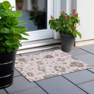 Piper Looms Chantille Oushak ACN753 Pink Machine Washable Area Rug Scatter Outdoor Lifestyle Image Feature
