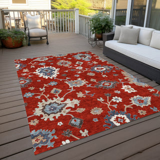 Piper Looms Chantille Oushak ACN753 Red Machine Washable Area Rug Outdoor Lifestyle Image Feature