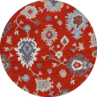 Piper Looms Chantille Oushak ACN753 Red Machine Washable Area Rug Round Main Image